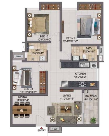  3 BHK Apartment at Casagrand Boulevard, Hennur Road – for Rent